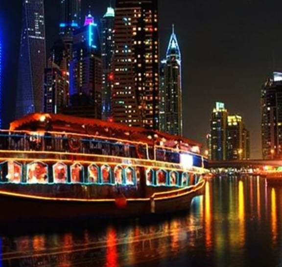 Dubai the View at the Palm Tour & Marina Dhow Dinner Cruise with Private Roundtrip Transfer