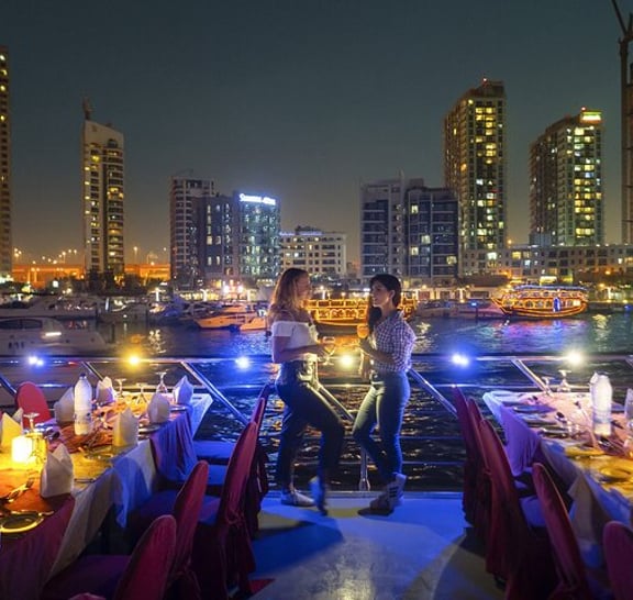 Experience a Magical Dhow Cruise with Dinner in Dubai Marina